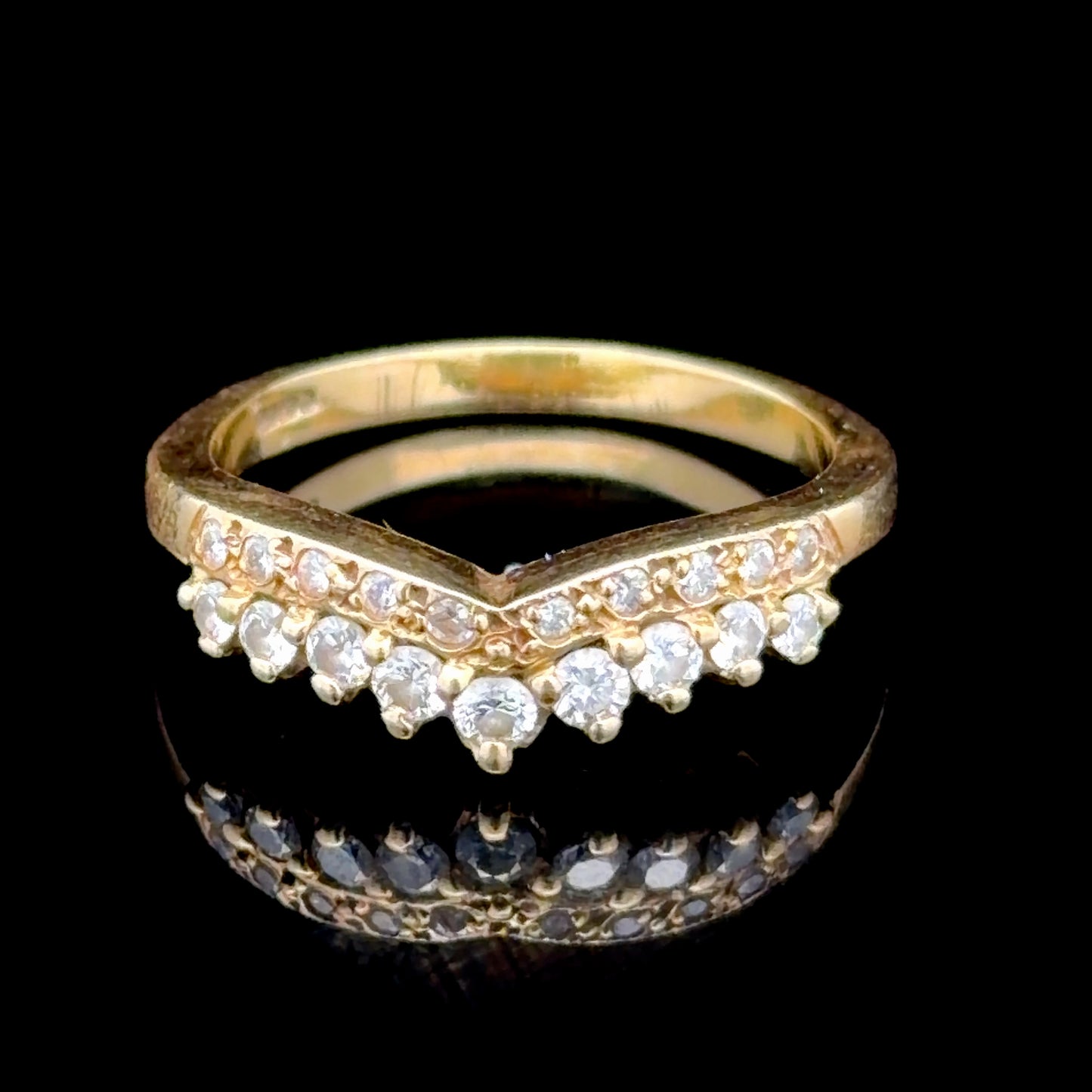 18K Yellow Gold Vintage Diamond Crown Ring