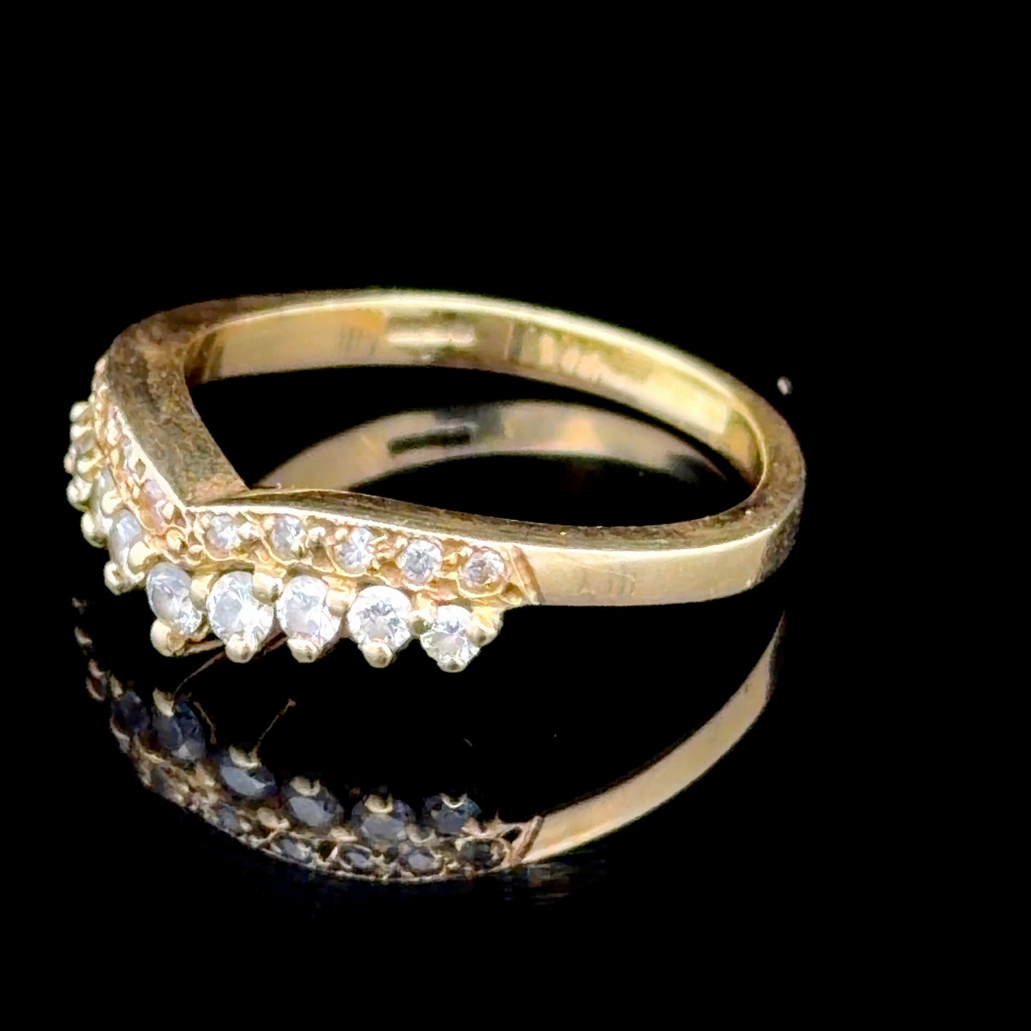 18K Yellow Gold Vintage Diamond Crown Ring