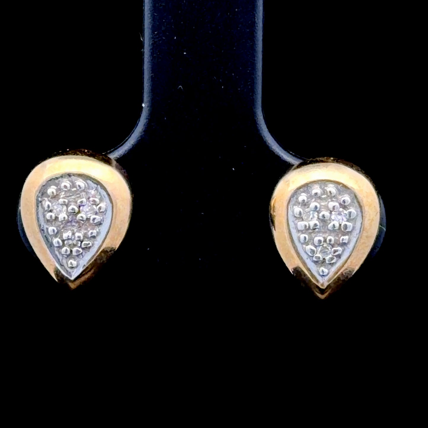 9K Yellow Gold Pear Shaped Diamond Studs