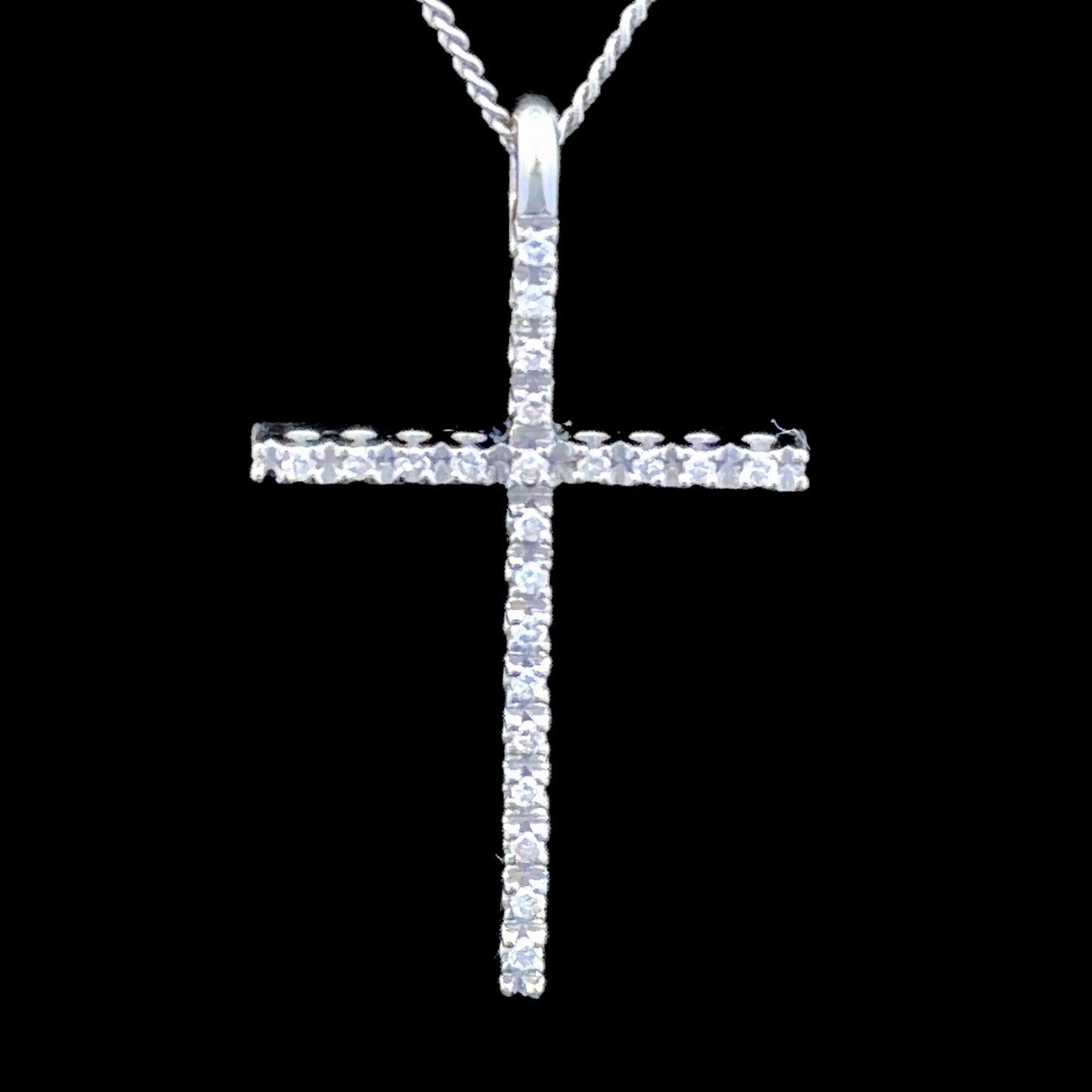 18K White Gold Diamond Cross APPX 0.25 CTS
