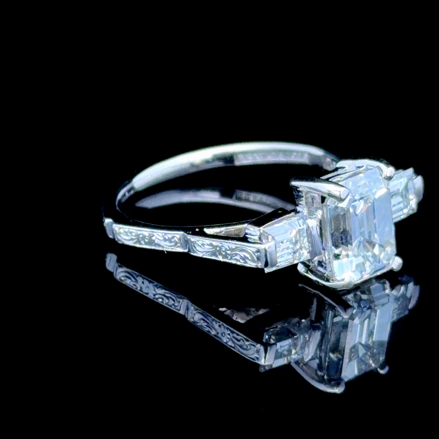 Platinum Diamond Square Stone Trilogy APPX 2.18 CTS