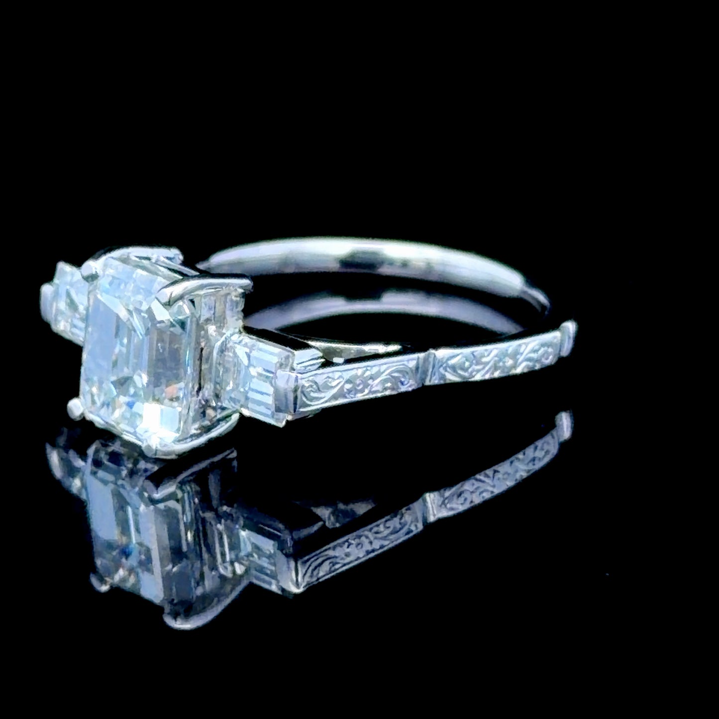 Platinum Diamond Square Stone Trilogy APPX 2.18 CTS