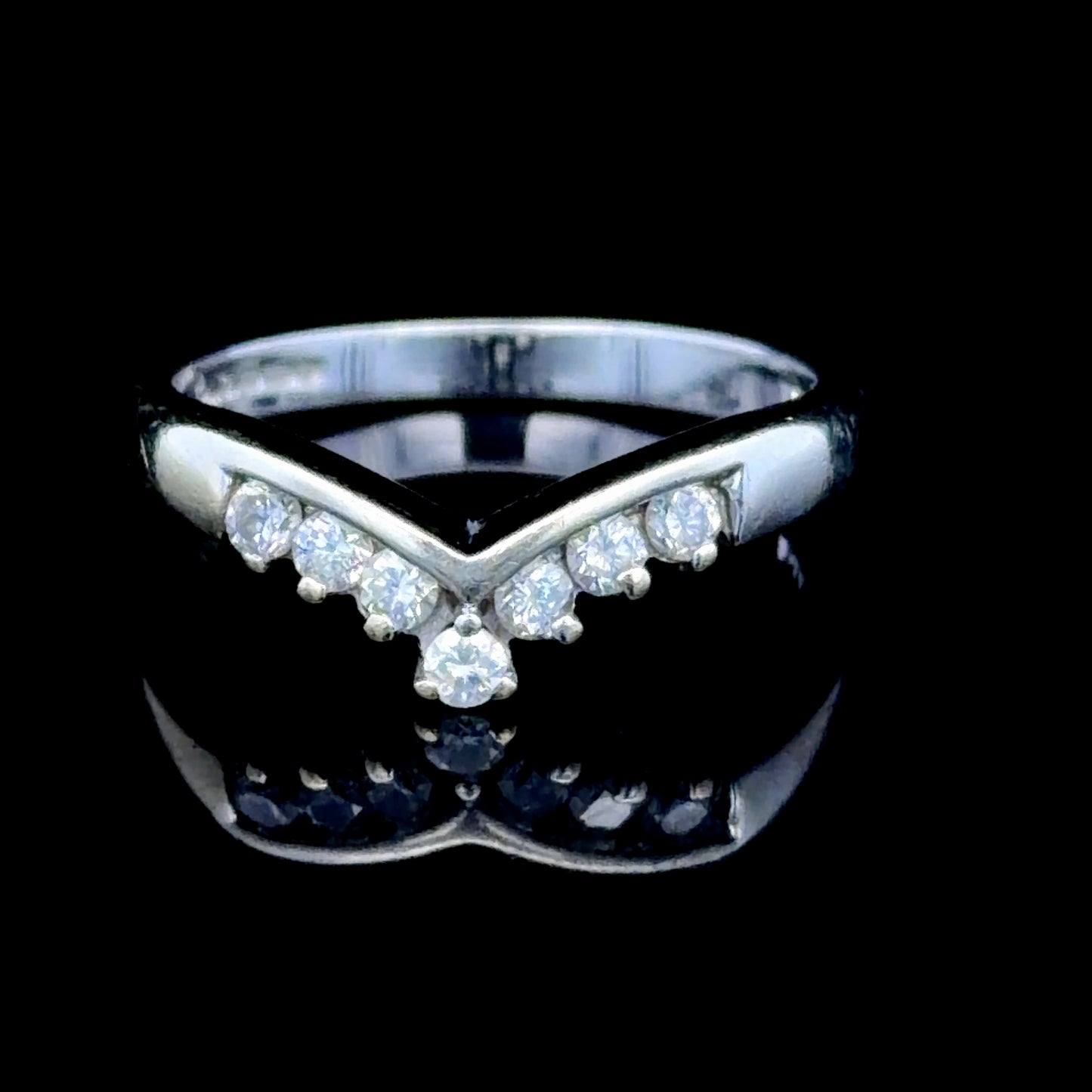 9K White Gold Diamond Wishbone Ring