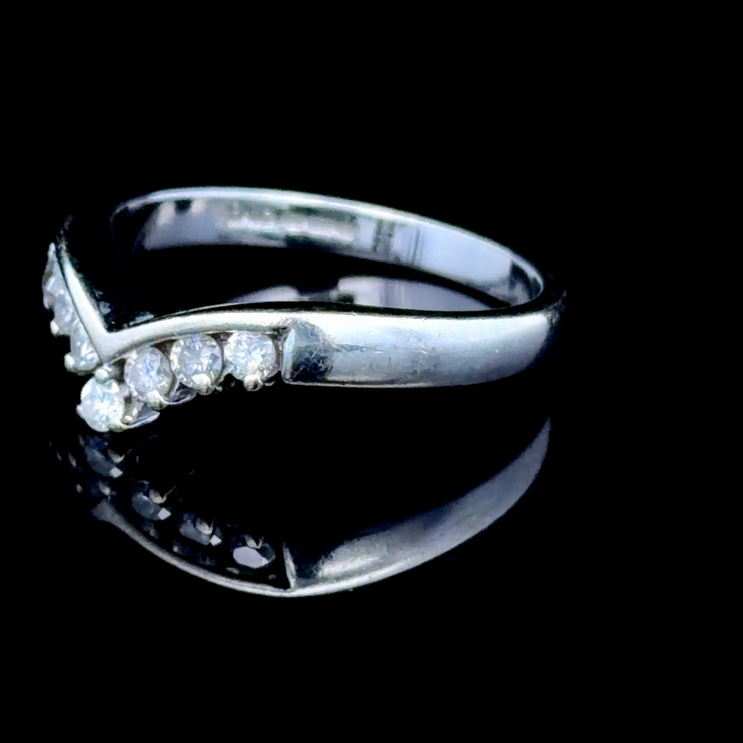 9K White Gold Diamond Wishbone Ring