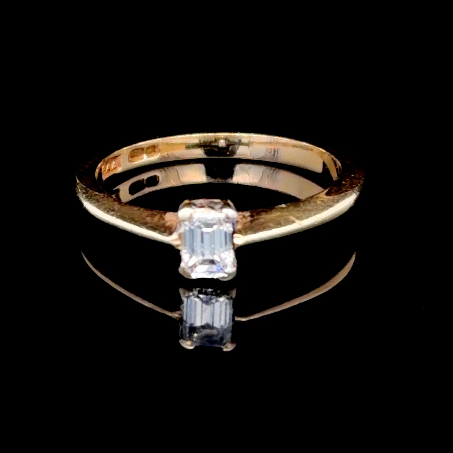 9K Yellow Gold Emerald Cut Diamond Ring APPX 0.25 CTS