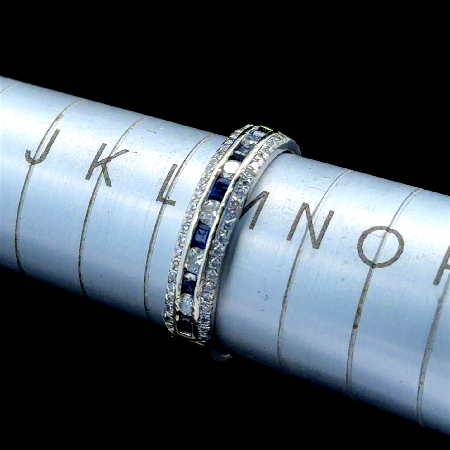 9K White Gold Sapphire & Diamond Band Ring