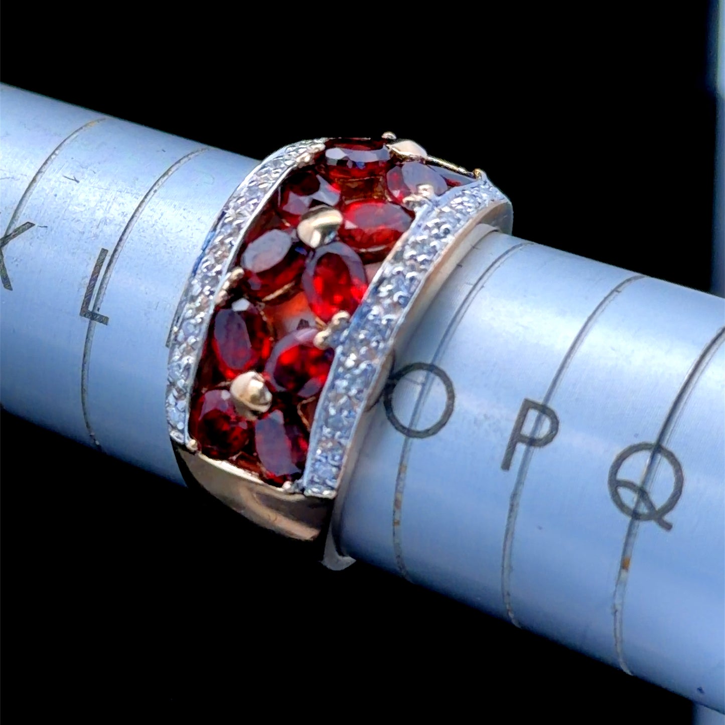 9K Yellow Gold Garnet & Diamond Ring