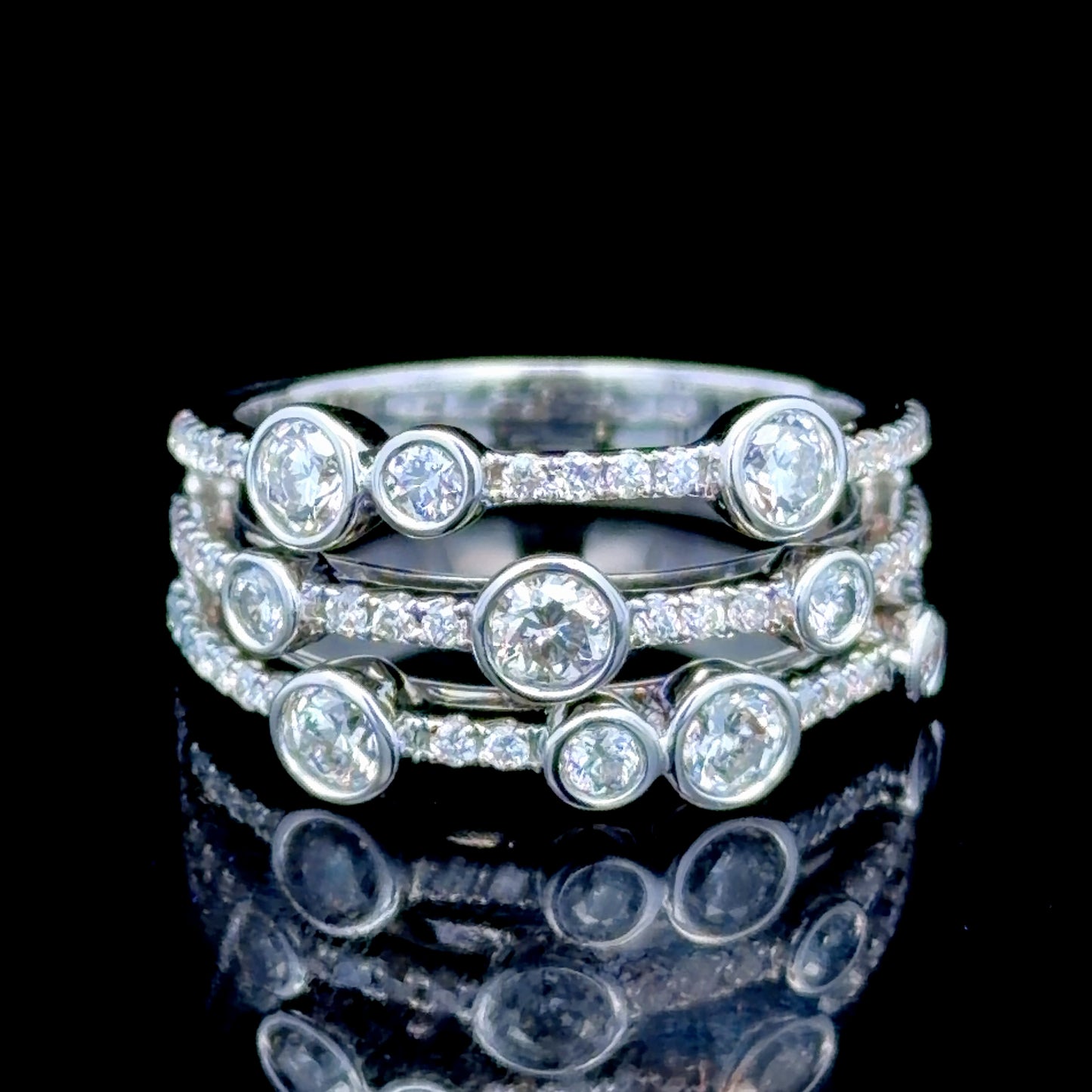 18K White Gold Diamond Boodles Raindance Ring APPX 1.5 CTS