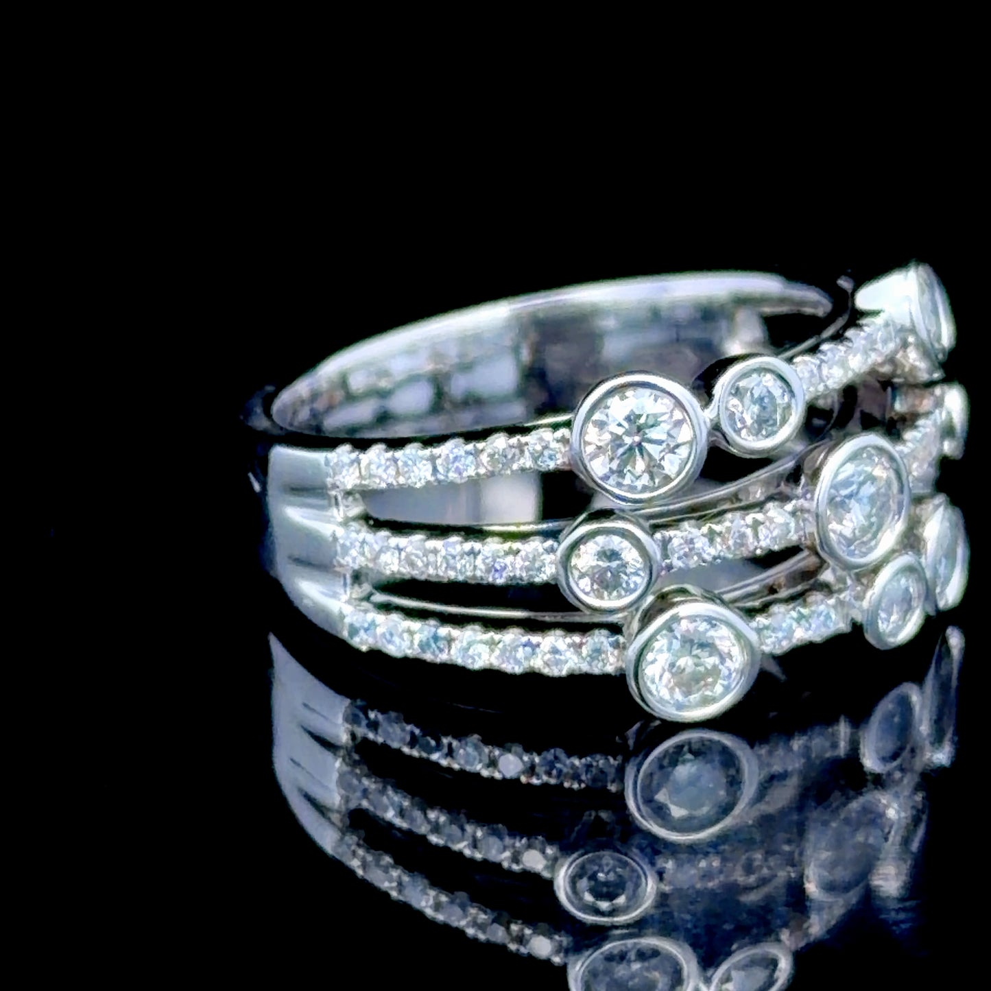 18K White Gold Diamond Boodles Raindance Ring APPX 1.5 CTS