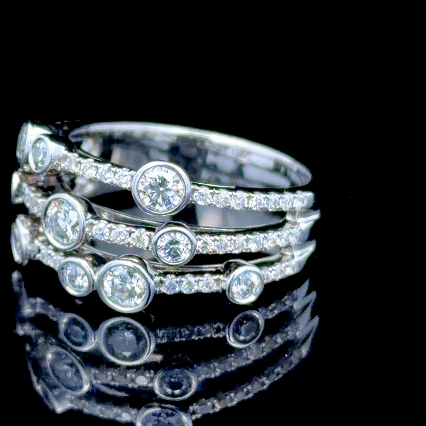 18K White Gold Diamond Boodles Raindance Ring APPX 1.5 CTS