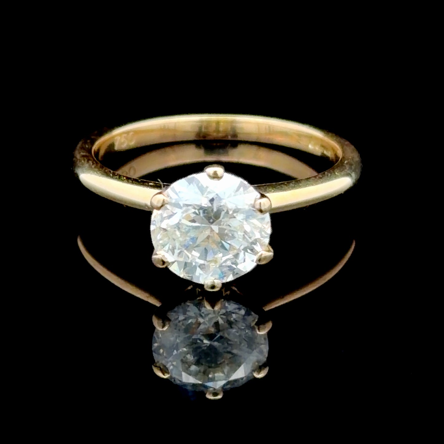 18K Yellow Gold Diamond Solitaire Ring APPX 1.3 CTS
