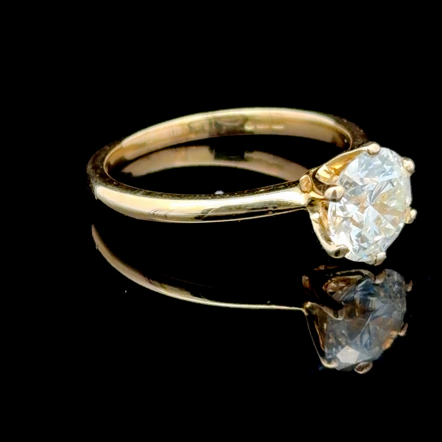 18K Yellow Gold Diamond Solitaire Ring APPX 1.3 CTS