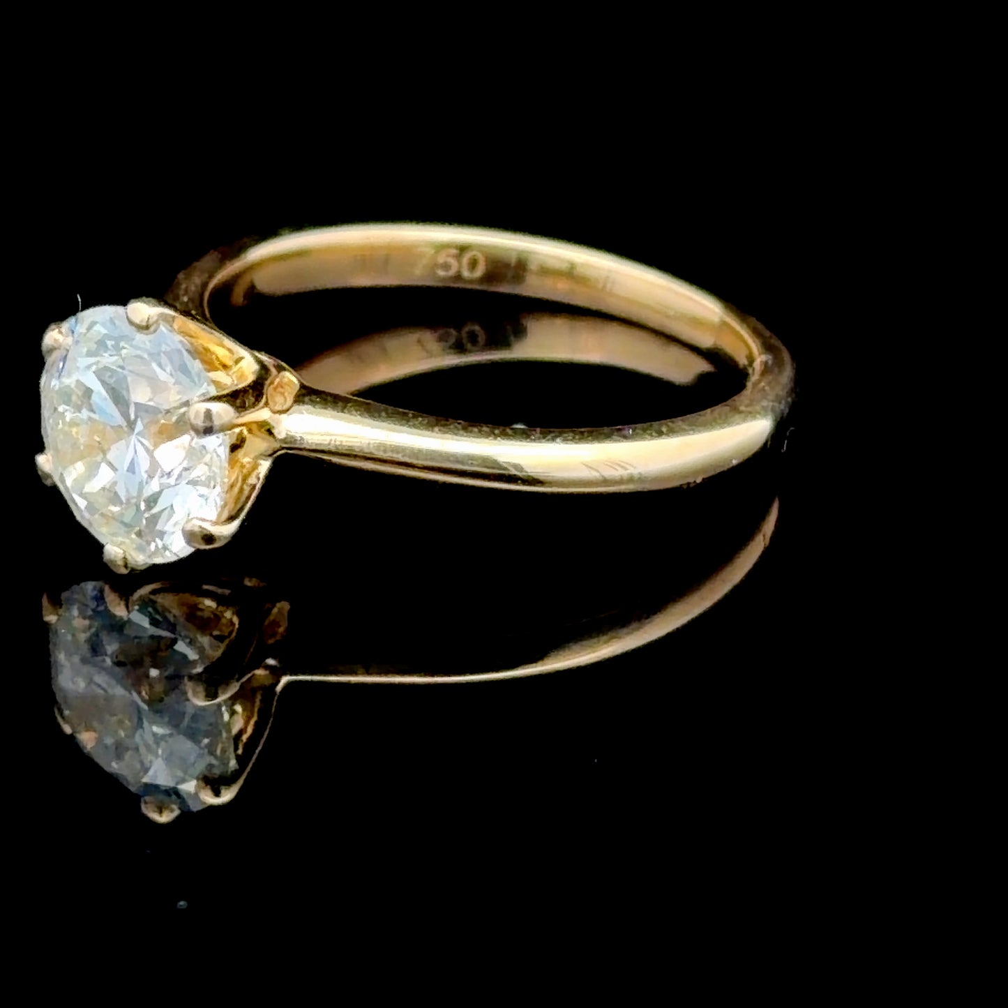 18K Yellow Gold Diamond Solitaire Ring APPX 1.3 CTS