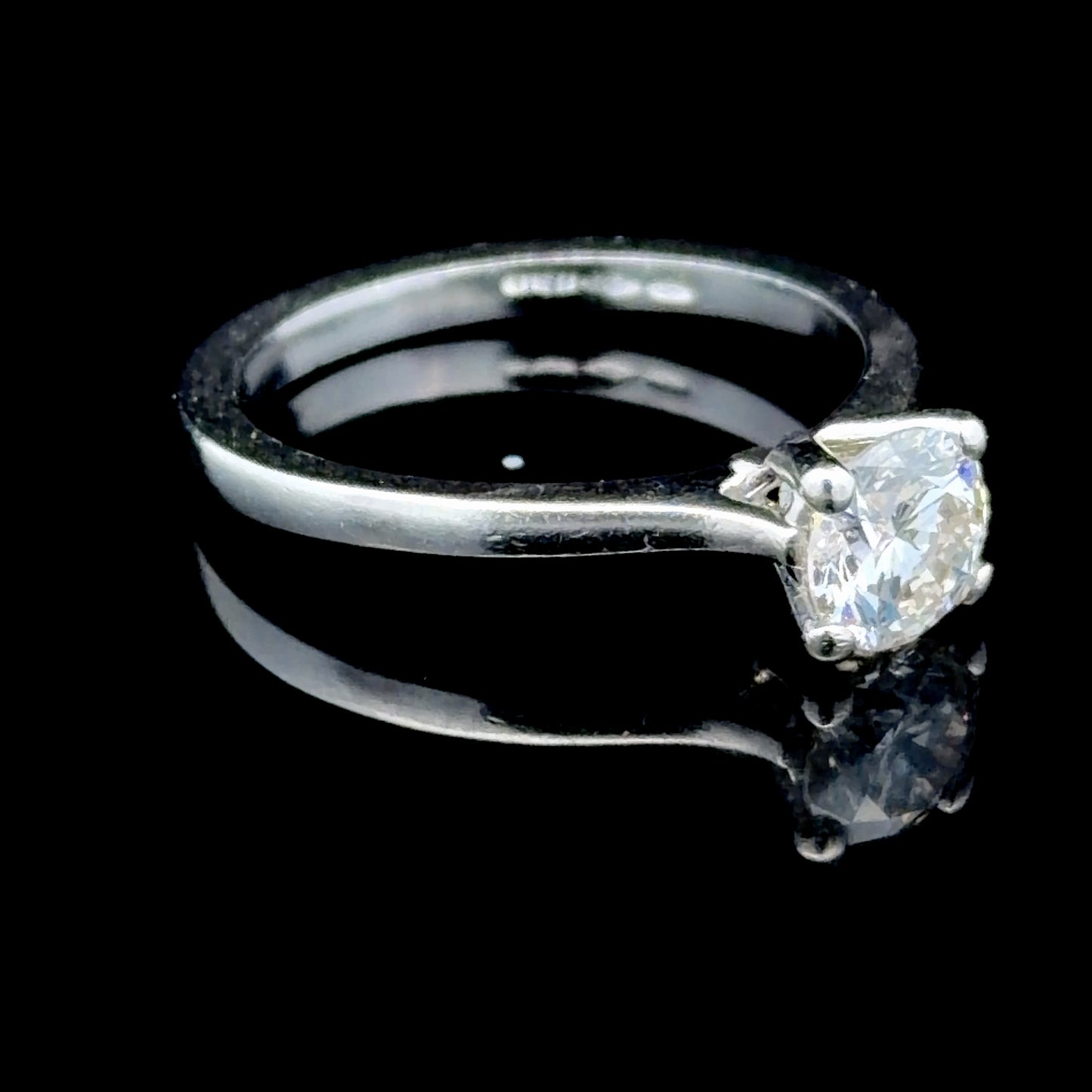 Platinum Diamond Solitaire Ring APPX 0.88 CTS F SI2