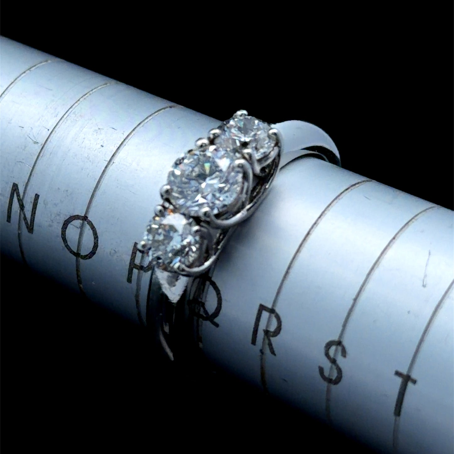 18K White Gold Diamond Trilogy Ring