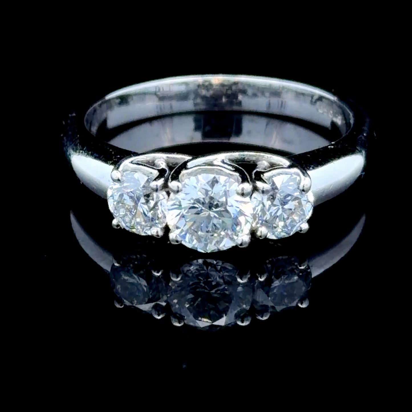 18K White Gold Diamond Trilogy Ring