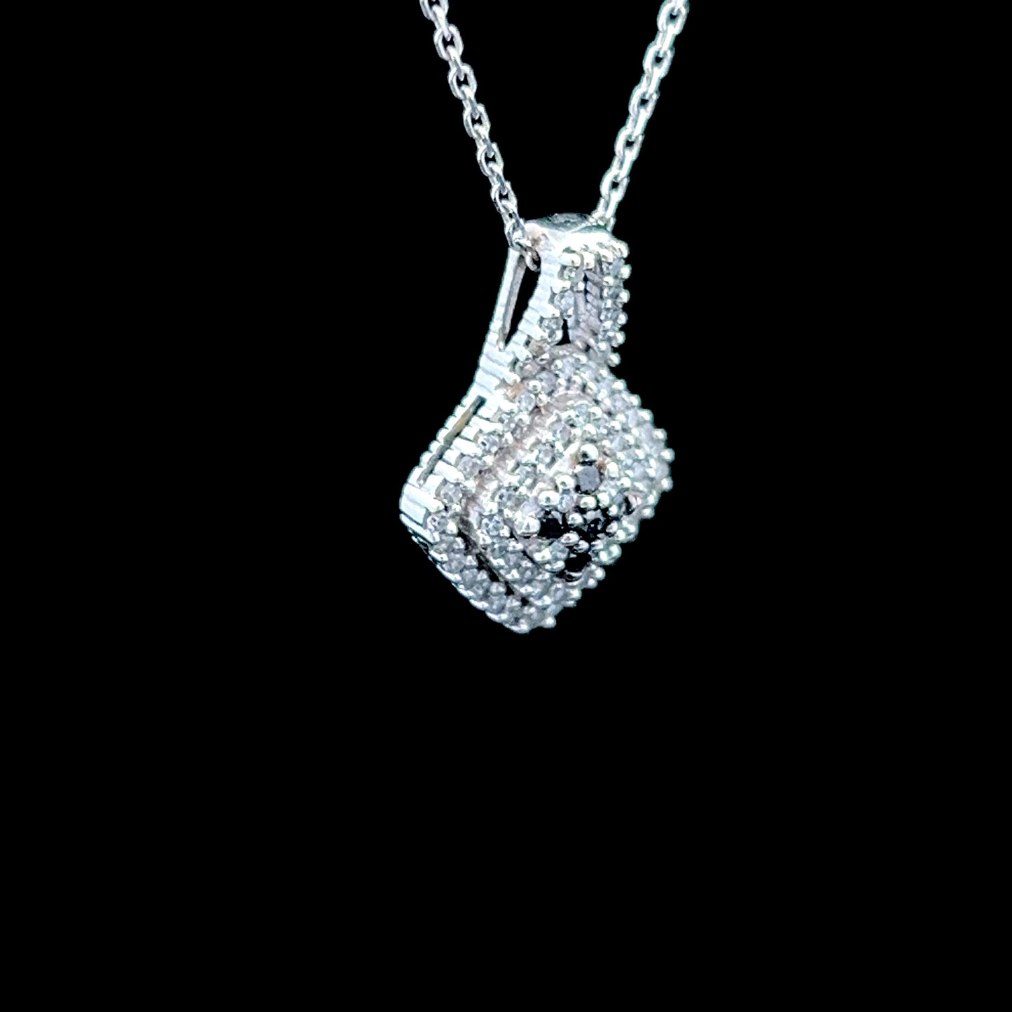 14K White Gold Diamond & Sapphire Pendant & Chain