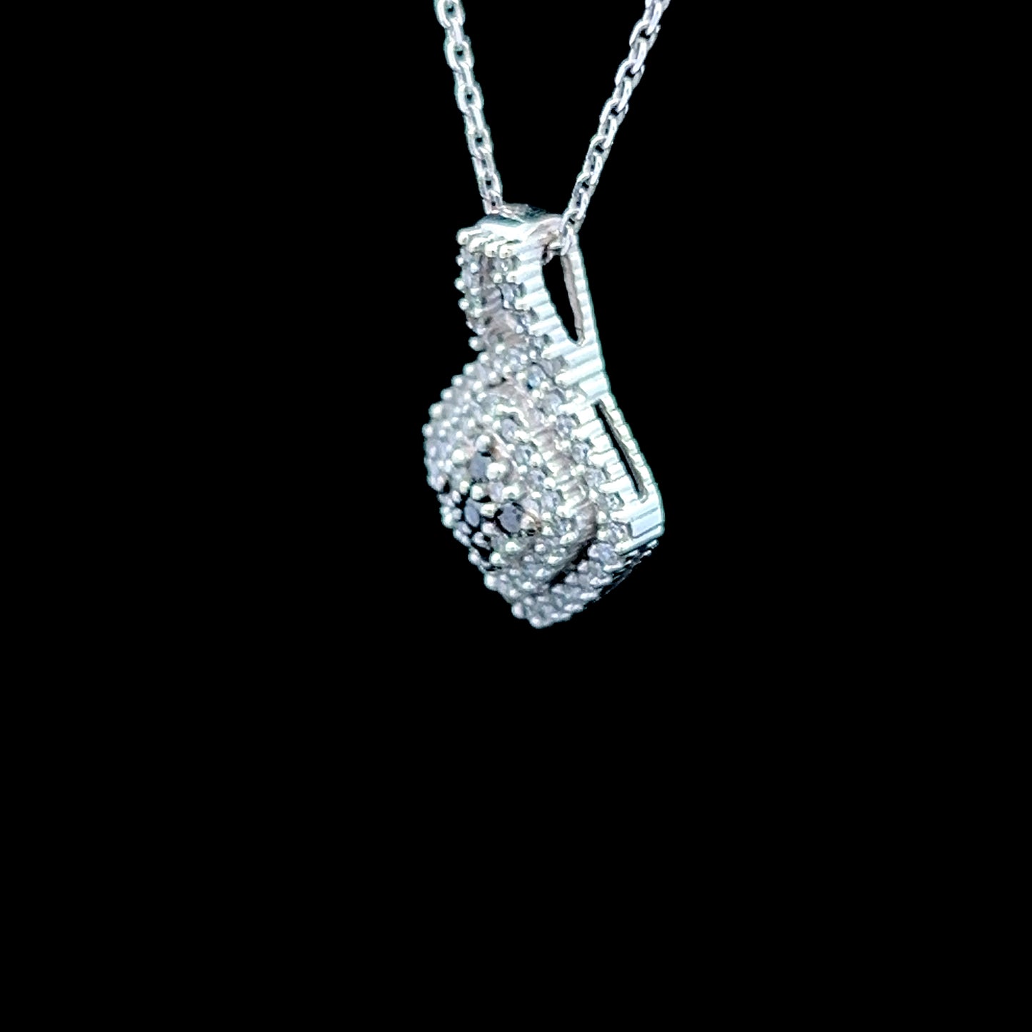 14K White Gold Diamond & Sapphire Pendant & Chain