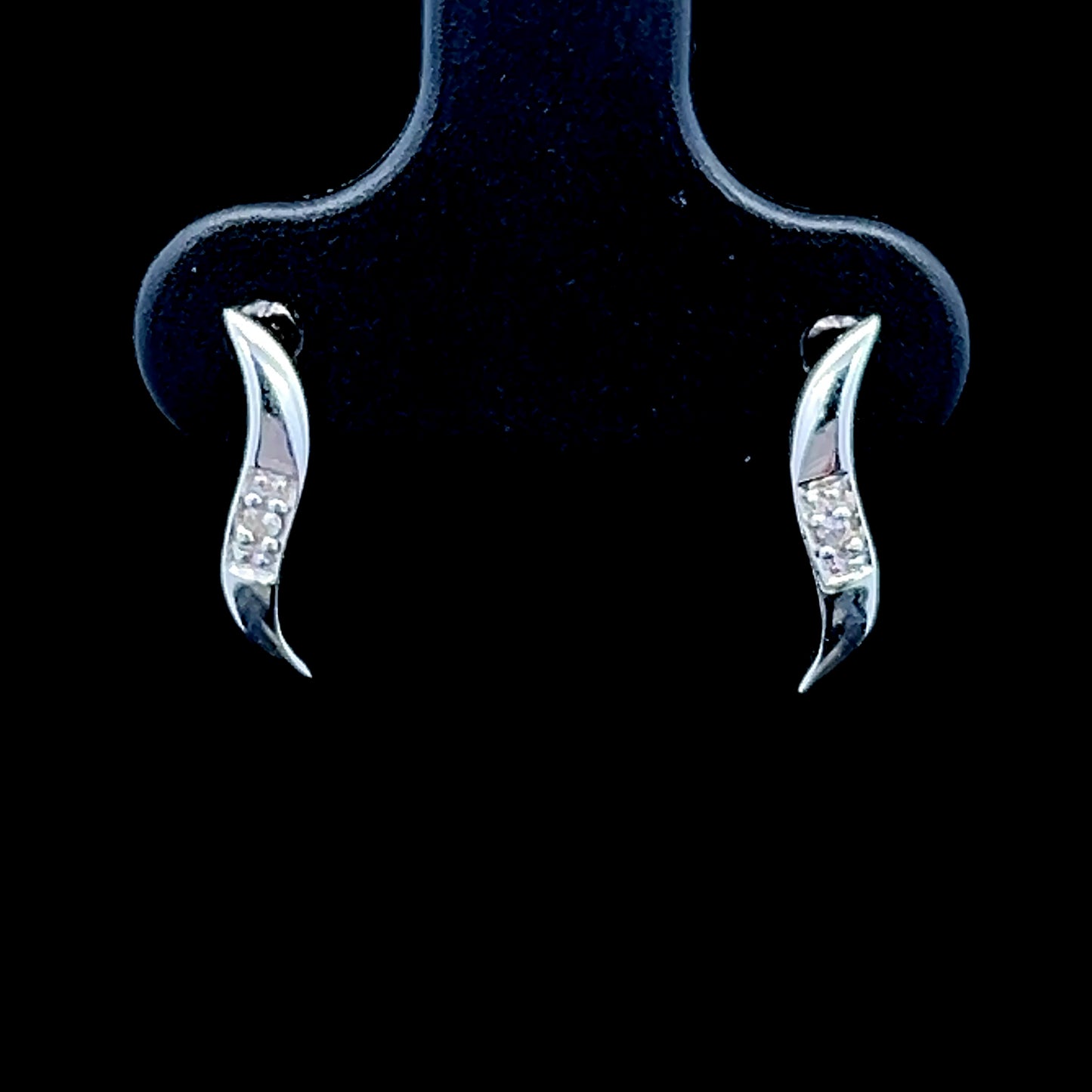 9K White Gold Diamond Slash Studs