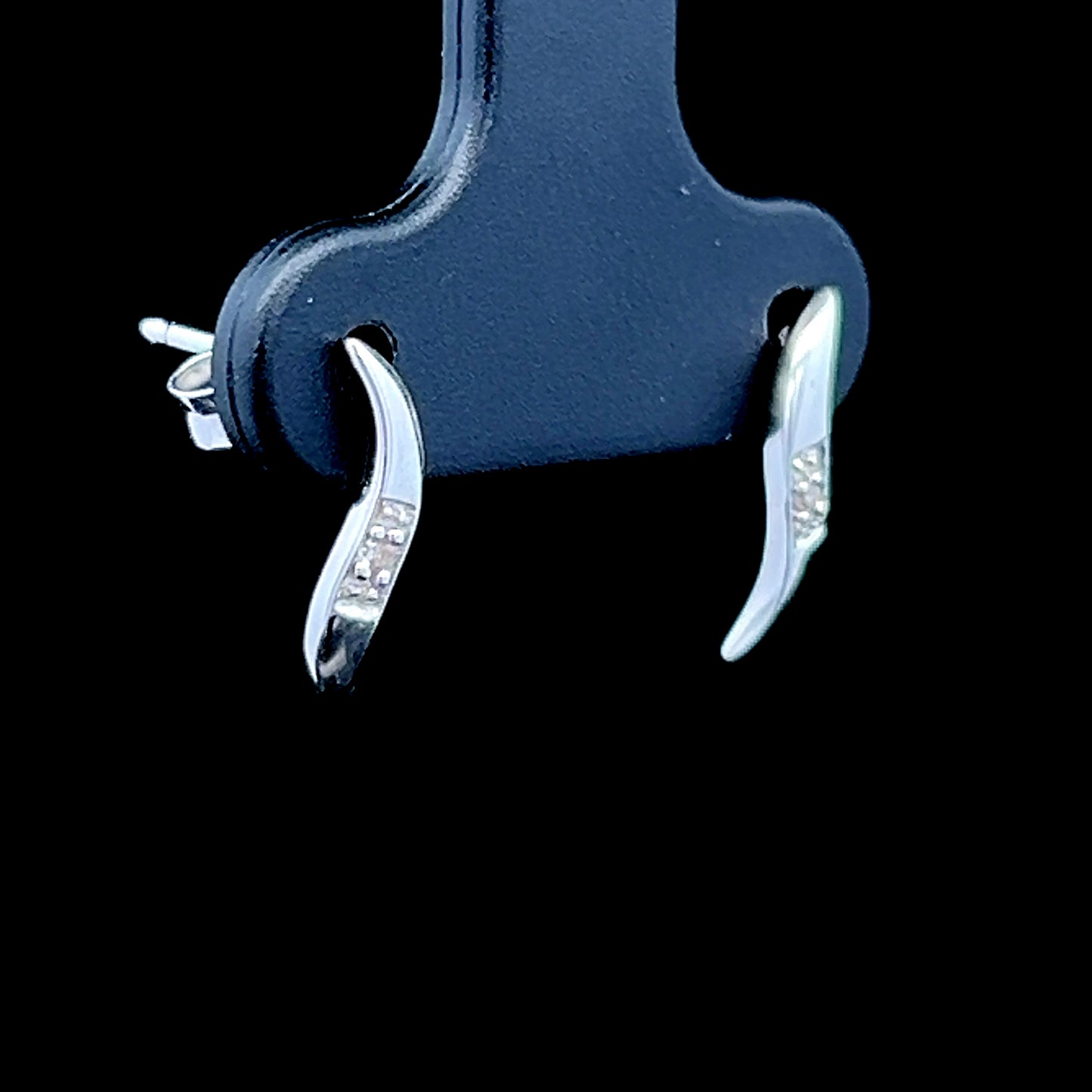 9K White Gold Diamond Slash Studs