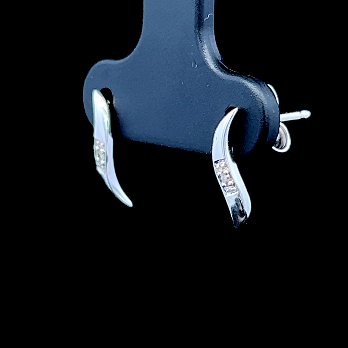9K White Gold Diamond Slash Studs