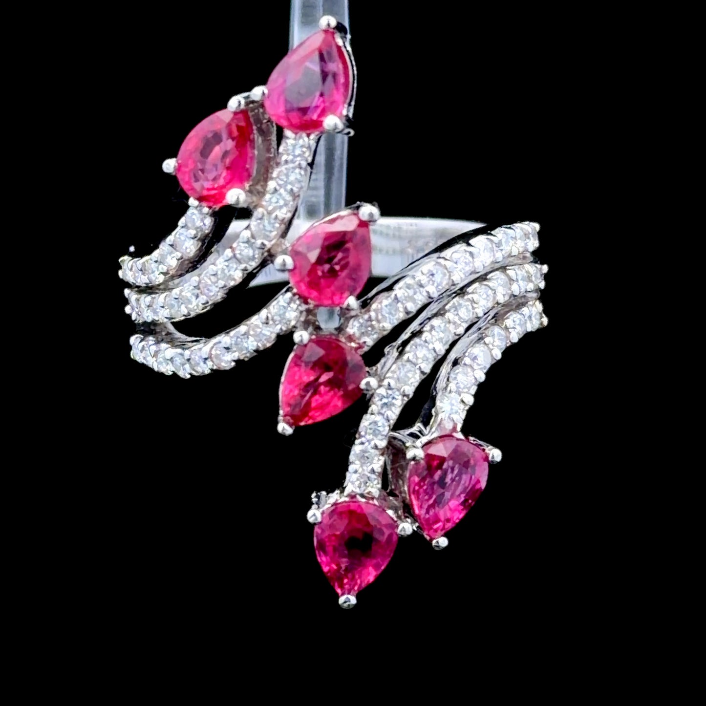 18K White Gold Ruby & Diamond Fancy Ring
