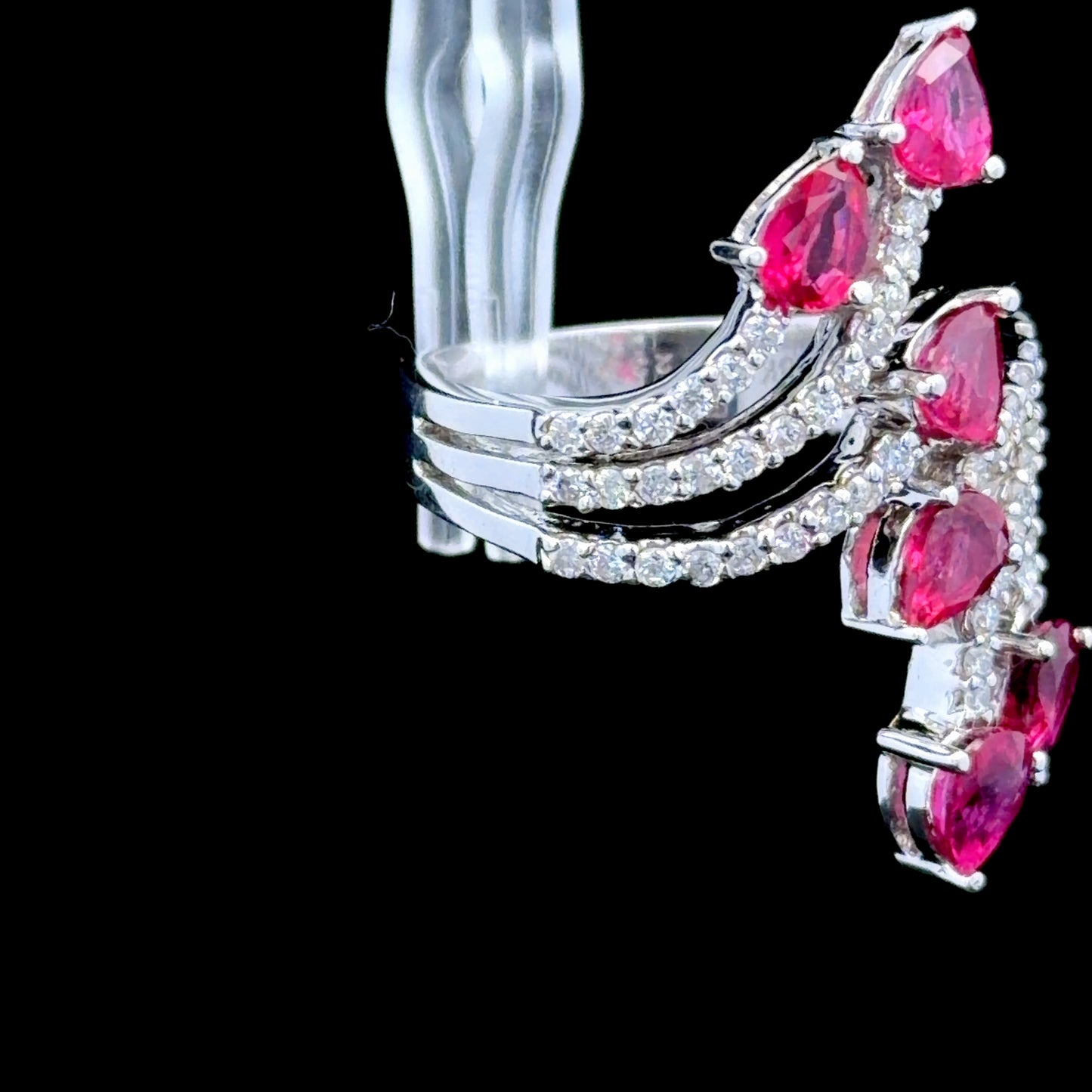 18K White Gold Ruby & Diamond Fancy Ring