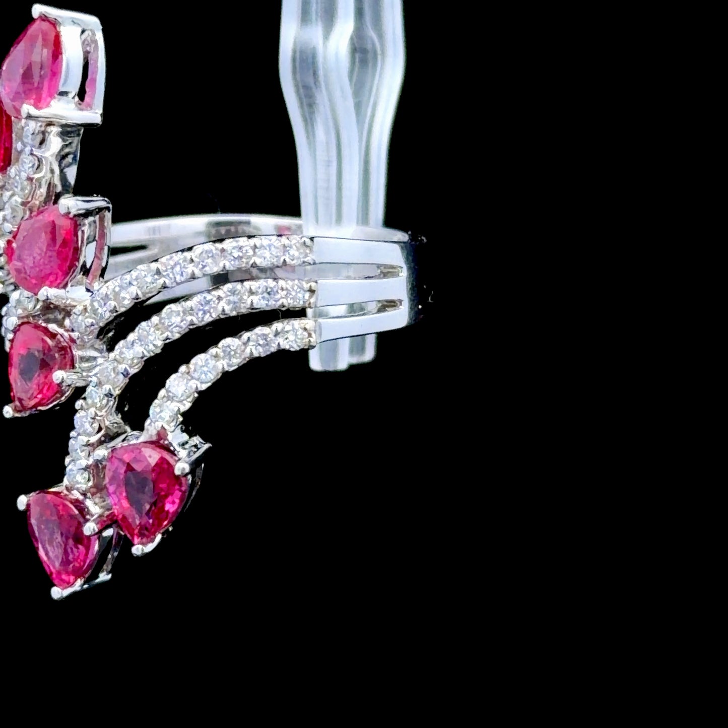 18K White Gold Ruby & Diamond Fancy Ring