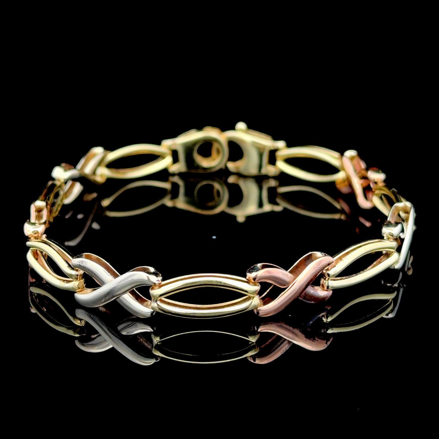 9K Yellow White & Rose Gold Bracelet