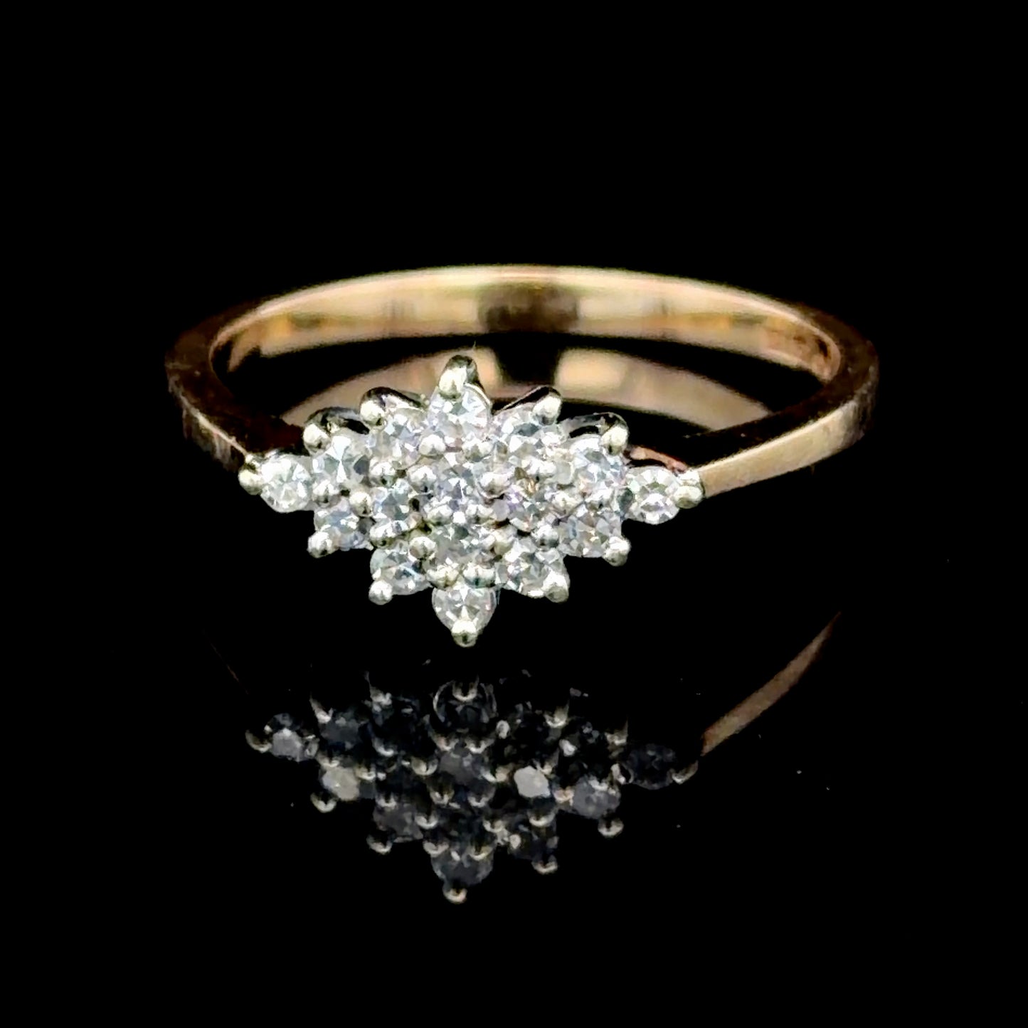 9K Yellow Gold Diamond Cluster Ring