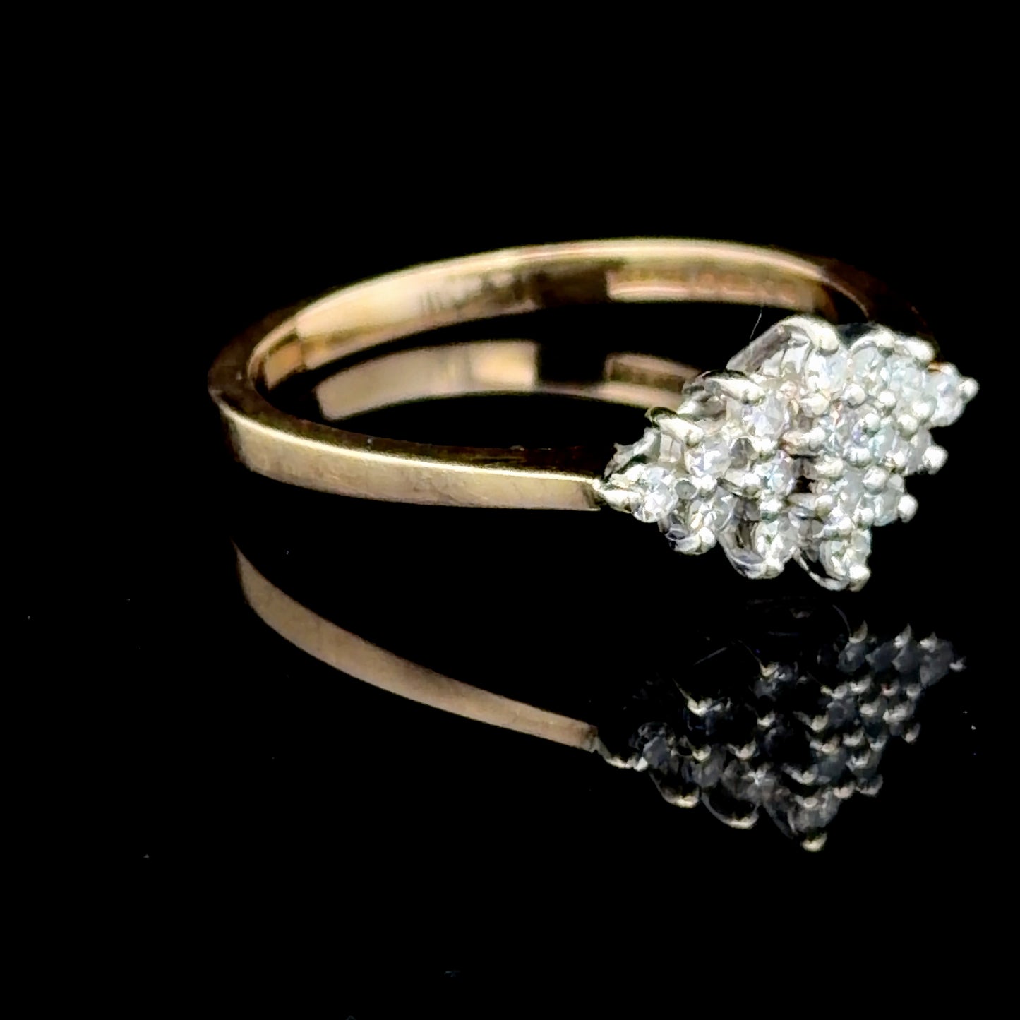 9K Yellow Gold Diamond Cluster Ring