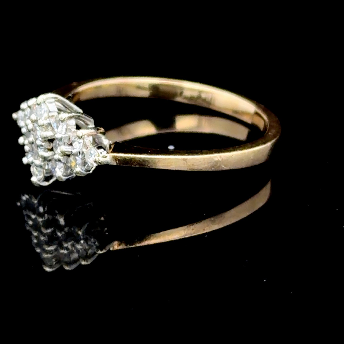 9K Yellow Gold Diamond Cluster Ring