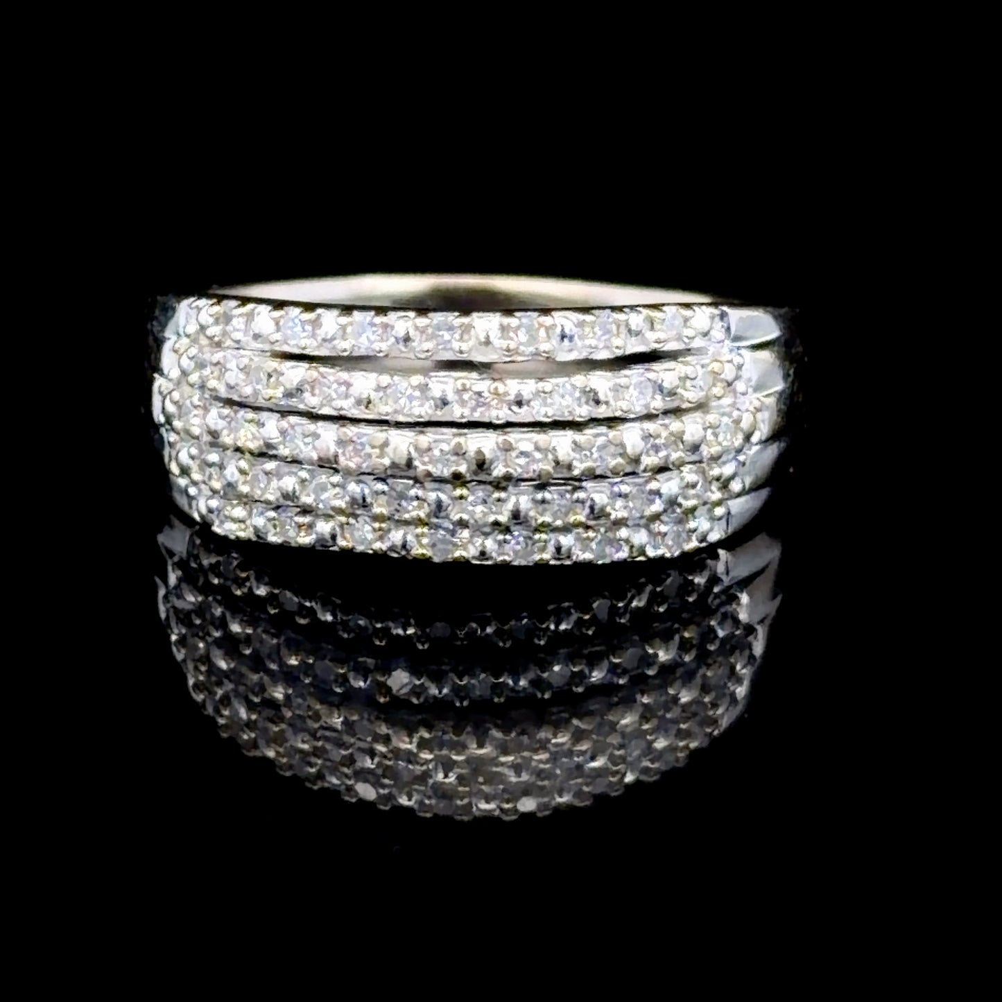 9K Yellow Gold 5 Row Diamond Band