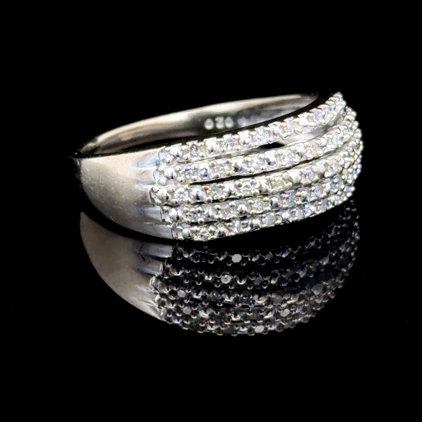 9K Yellow Gold 5 Row Diamond Band