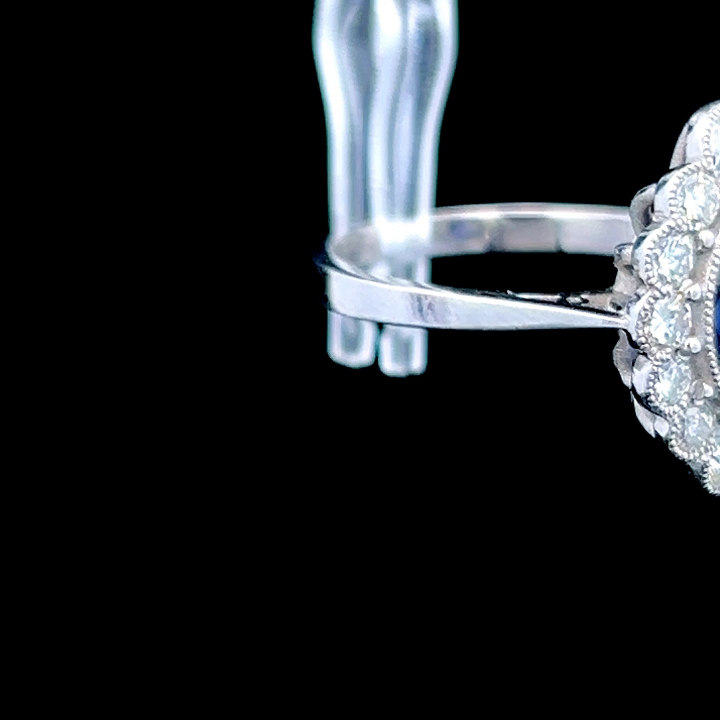 Platinum Sapphire & Diamond Marquise Shaped Halo Ring