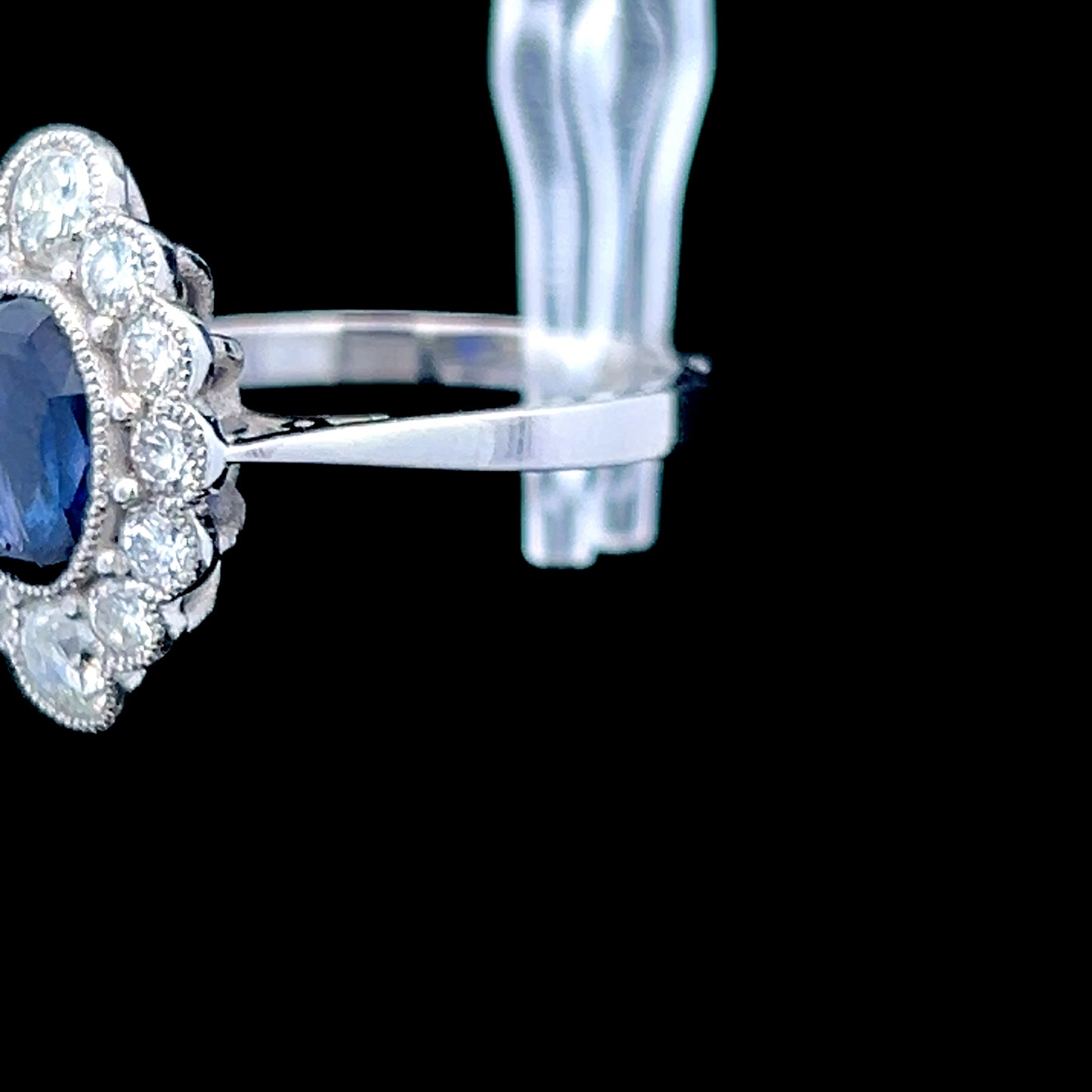 Platinum Sapphire & Diamond Marquise Shaped Halo Ring