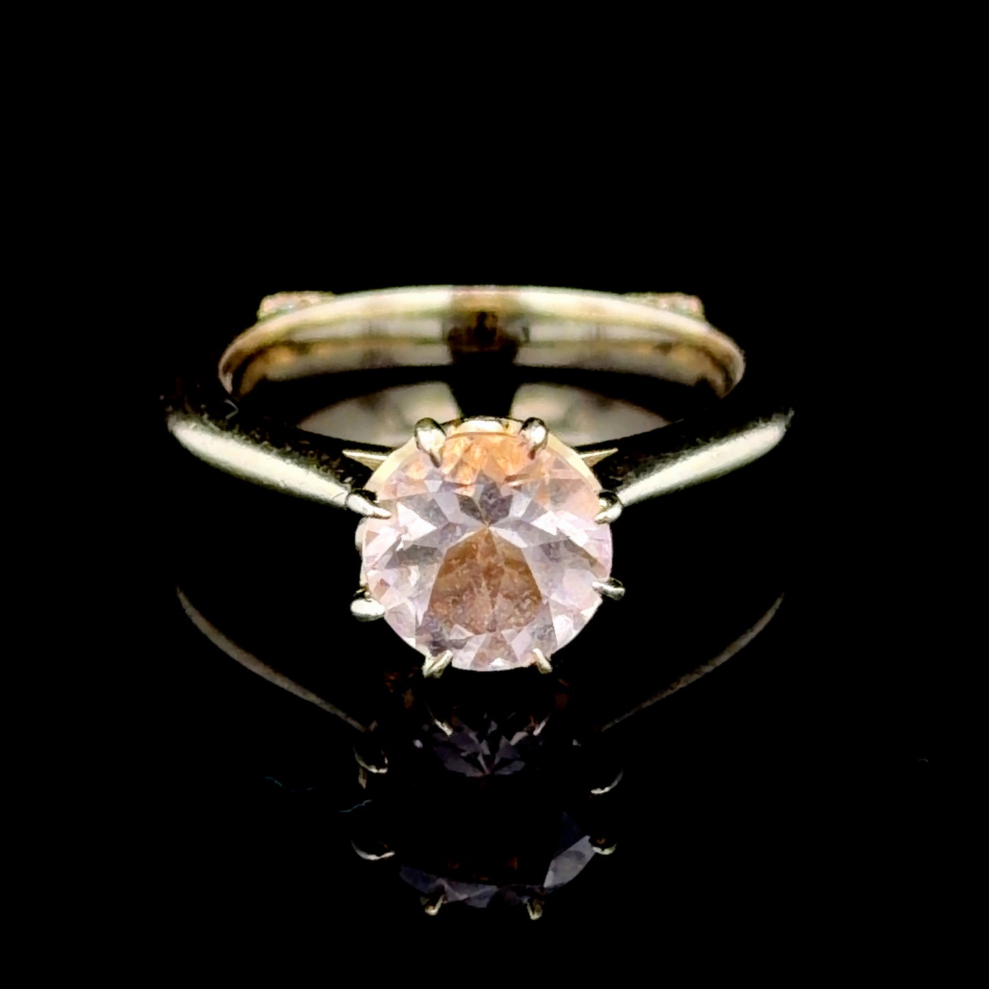 14K Yellow Gold Morganite & Diamond Ring With Cert