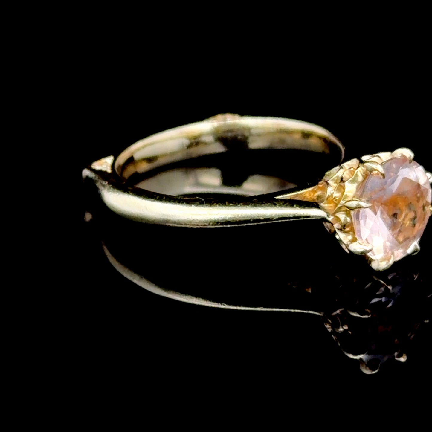 14K Yellow Gold Morganite & Diamond Ring With Cert