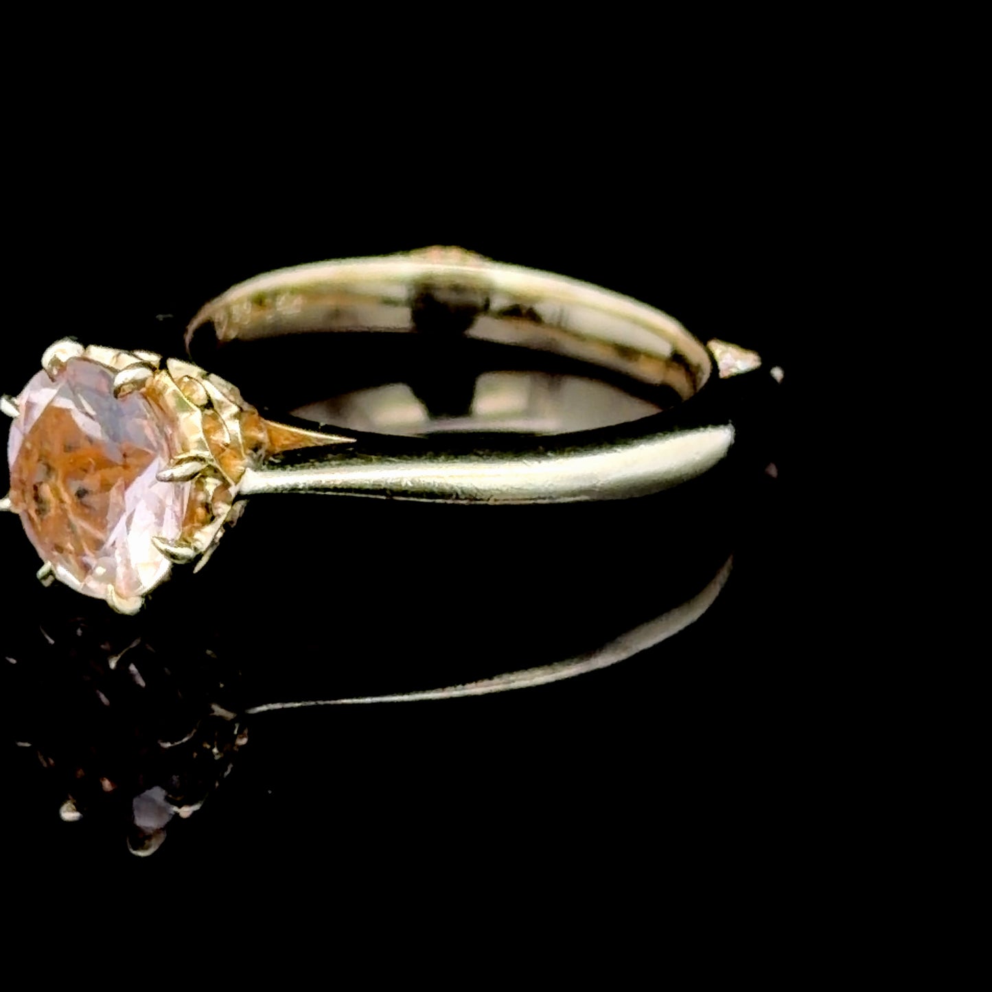 14K Yellow Gold Morganite & Diamond Ring With Cert