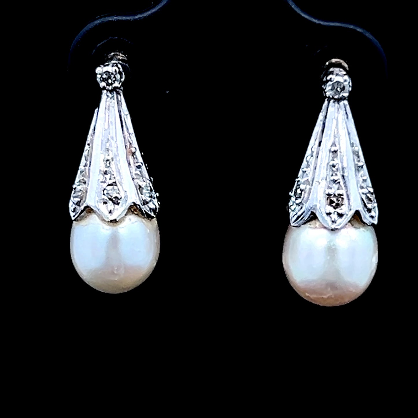 Platinum Pearl & Diamond Studs