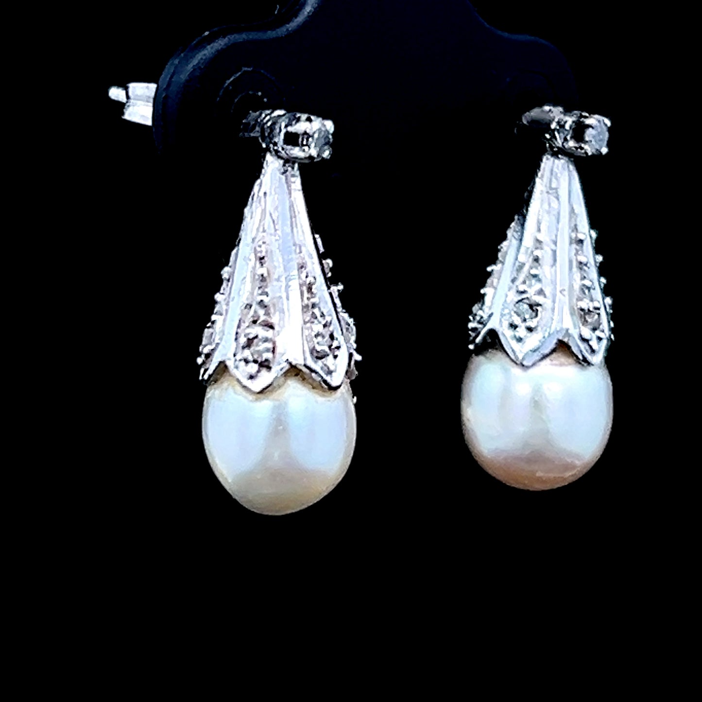 Platinum Pearl & Diamond Studs