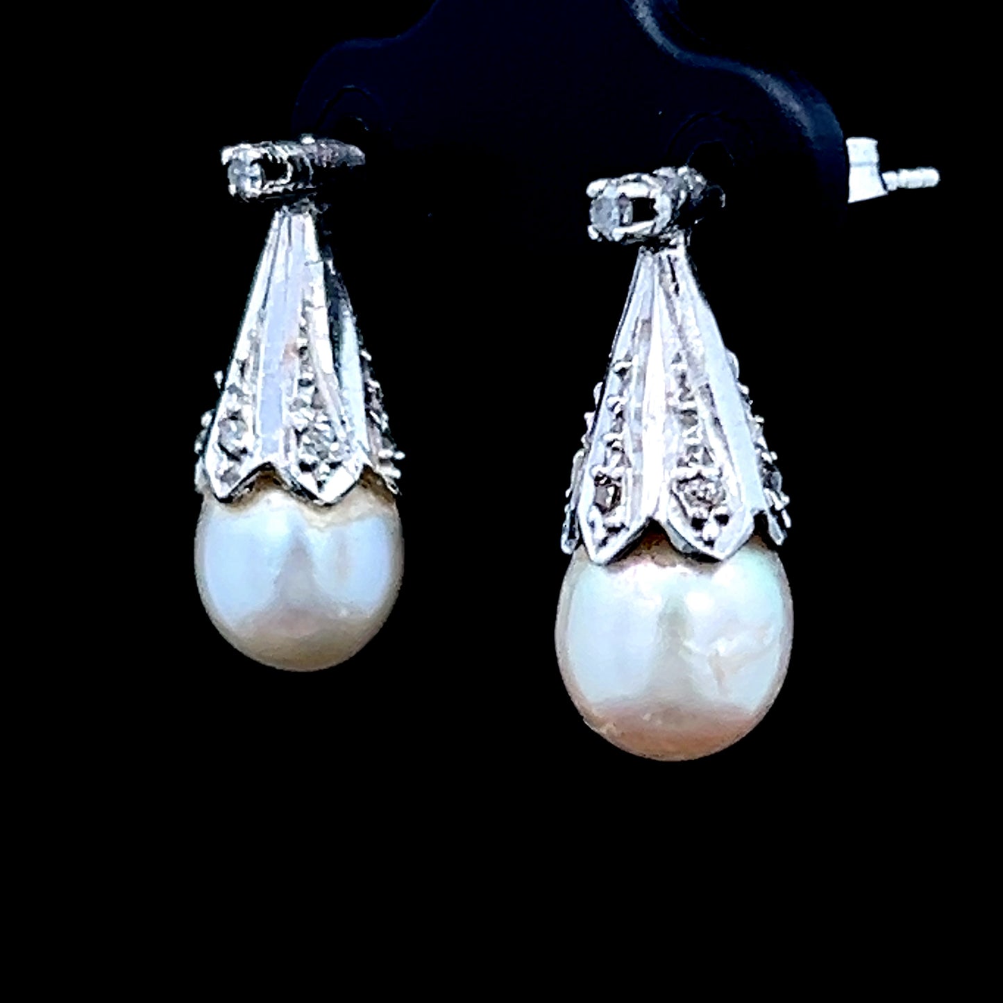 Platinum Pearl & Diamond Studs