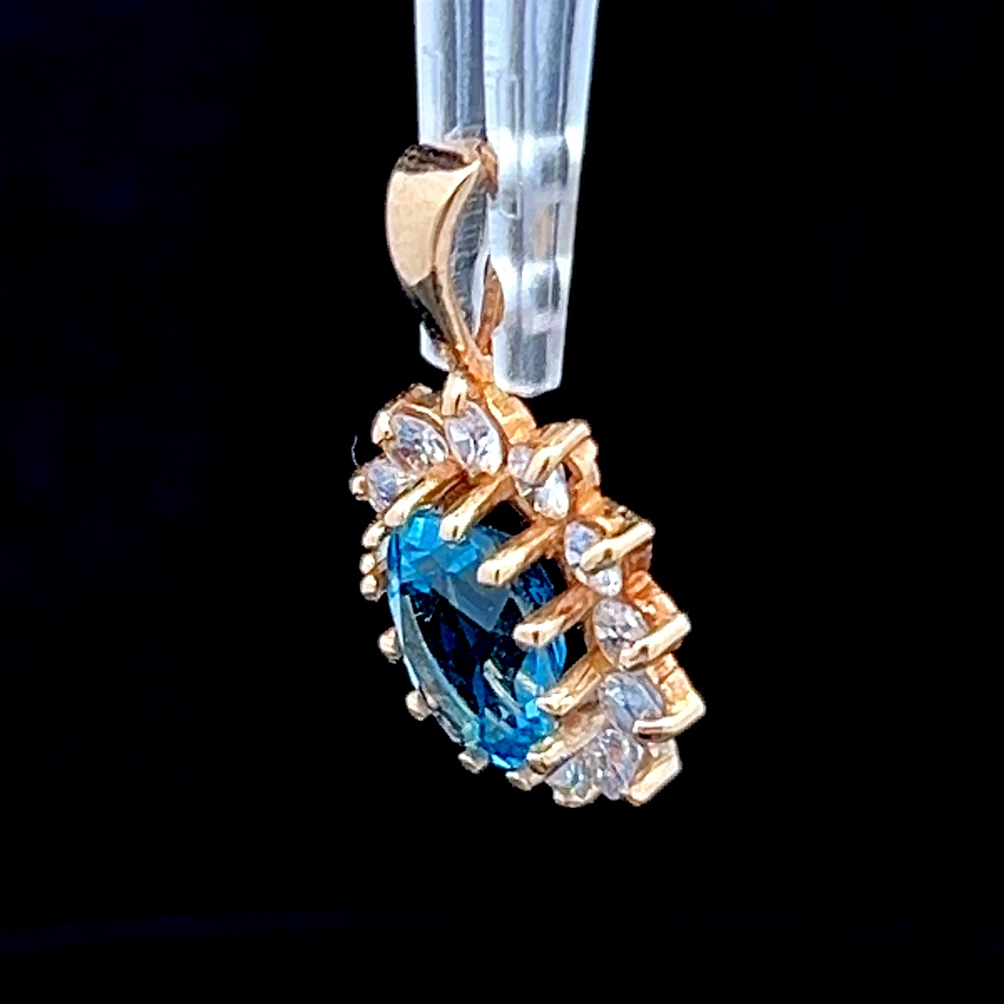 9K Yellow Gold Blue & White Topaz Pendant