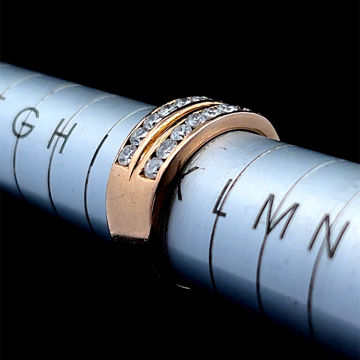 14K Yellow Gold Double Row Channel Set Diamond Ring