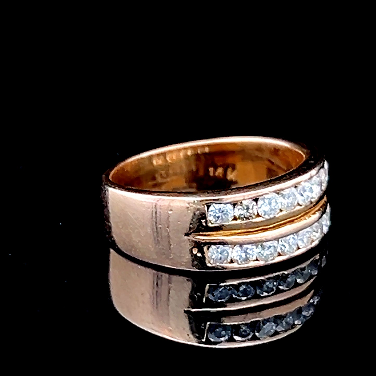 14K Yellow Gold Double Row Channel Set Diamond Ring