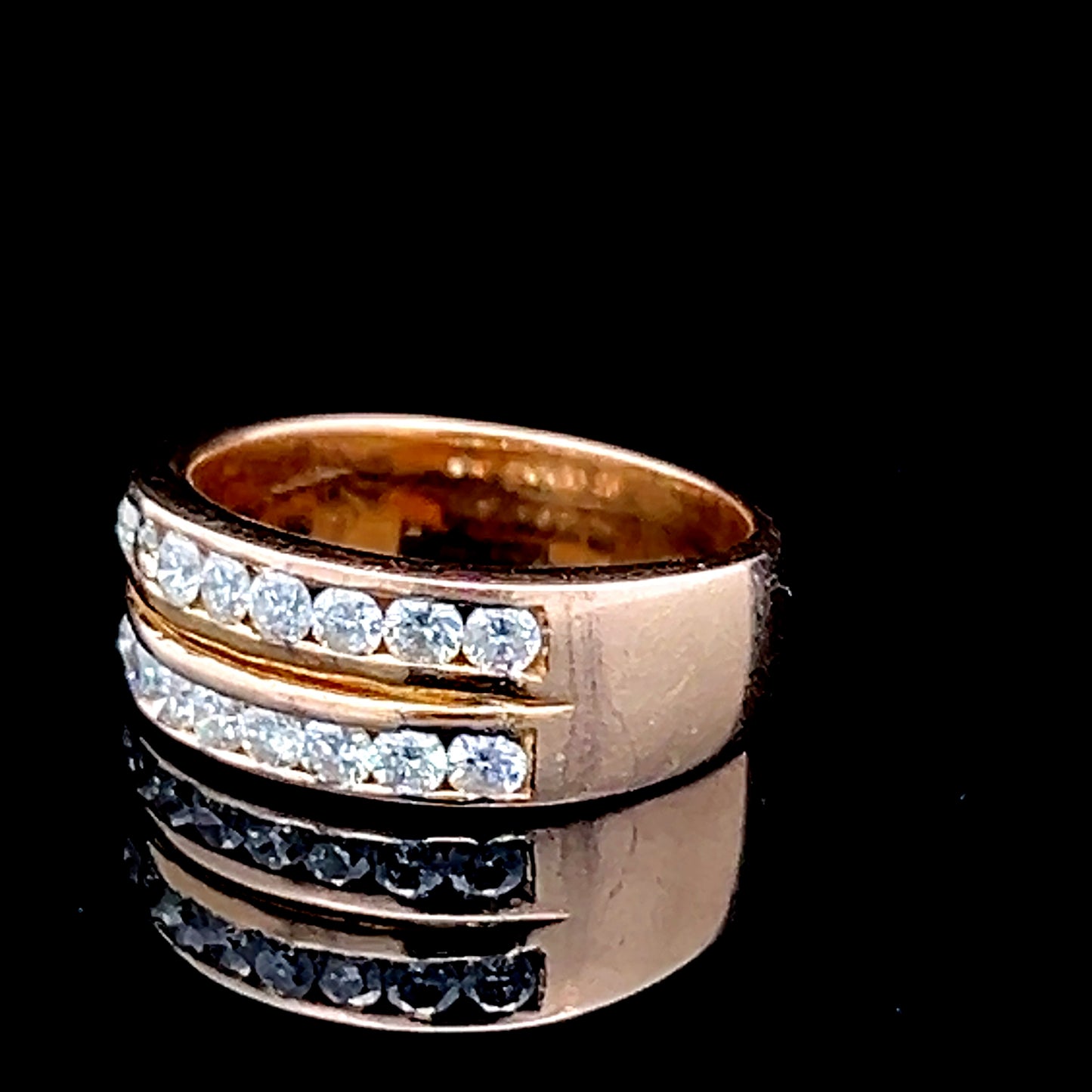 14K Yellow Gold Double Row Channel Set Diamond Ring