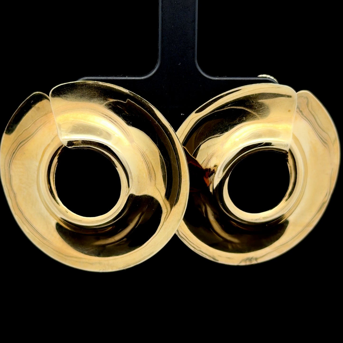9K Yellow Gold Large C Shaped Earrings
