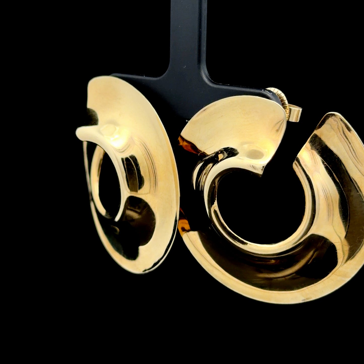 9K Yellow Gold Large C Shaped Earrings
