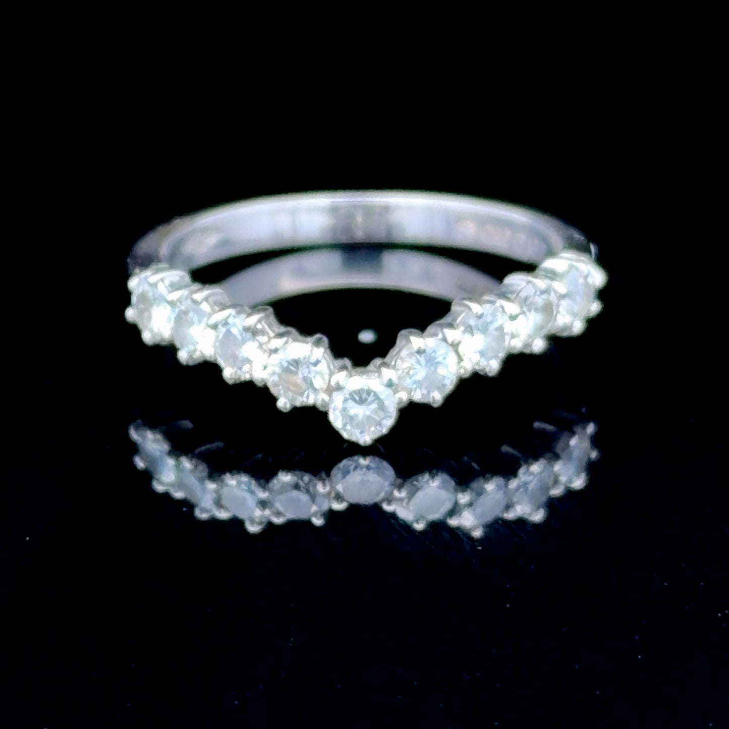 18K White Gold Diamond Wishbone Ring APPX 0.5 CTS
