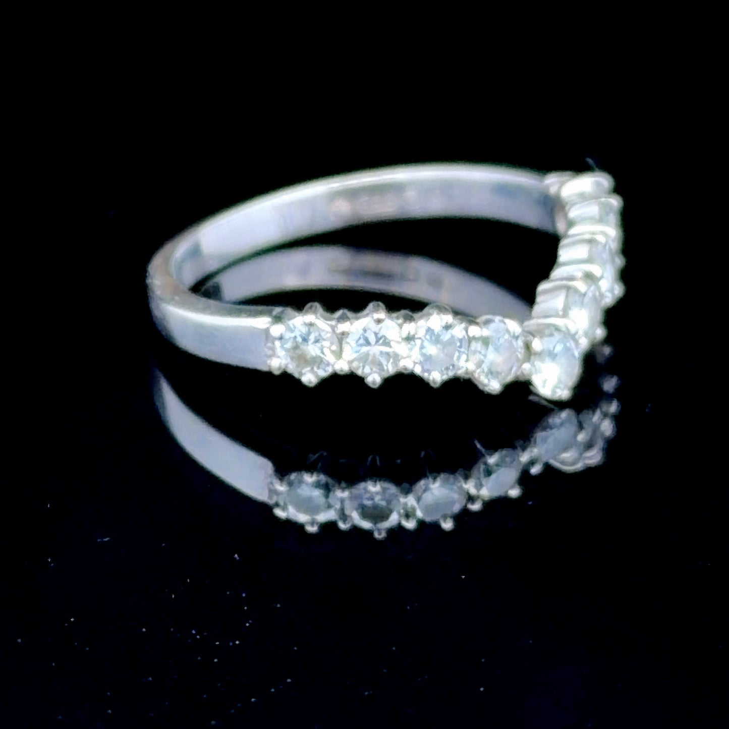 18K White Gold Diamond Wishbone Ring APPX 0.5 CTS